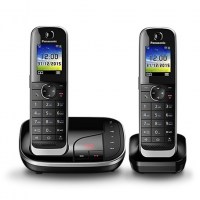 Panasonic KX-TGJ322RUB радиотелефон, автоответчик, две радиотрубки, цветной дисплей, АОН, Caller ID, радионяня, резервное питание, спикерфон, черный список, память 300 записей, будильник